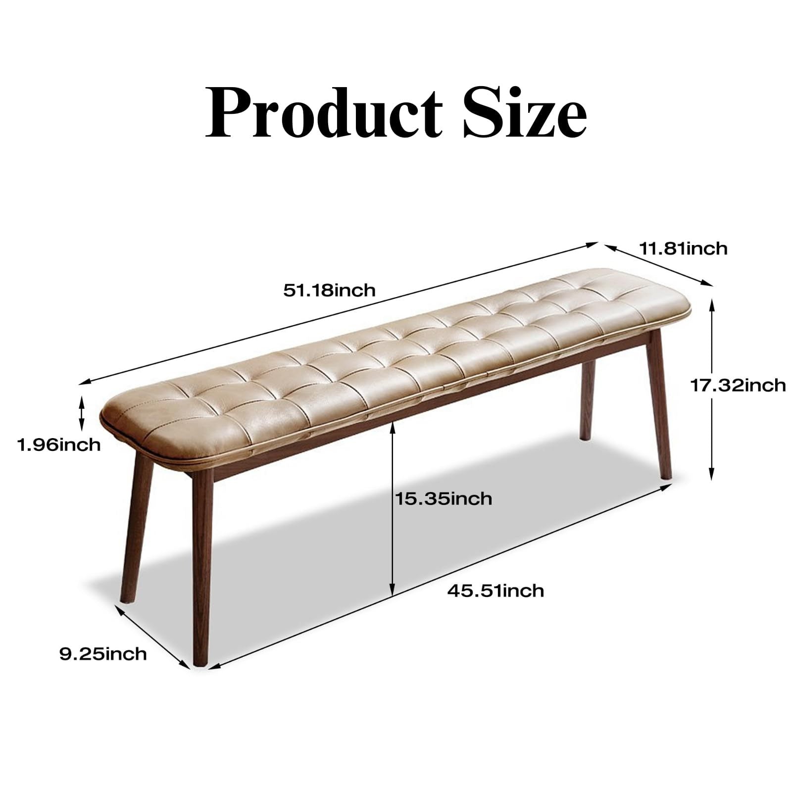 Natural Oak Dining Bench Table Bench with Leather Cushion