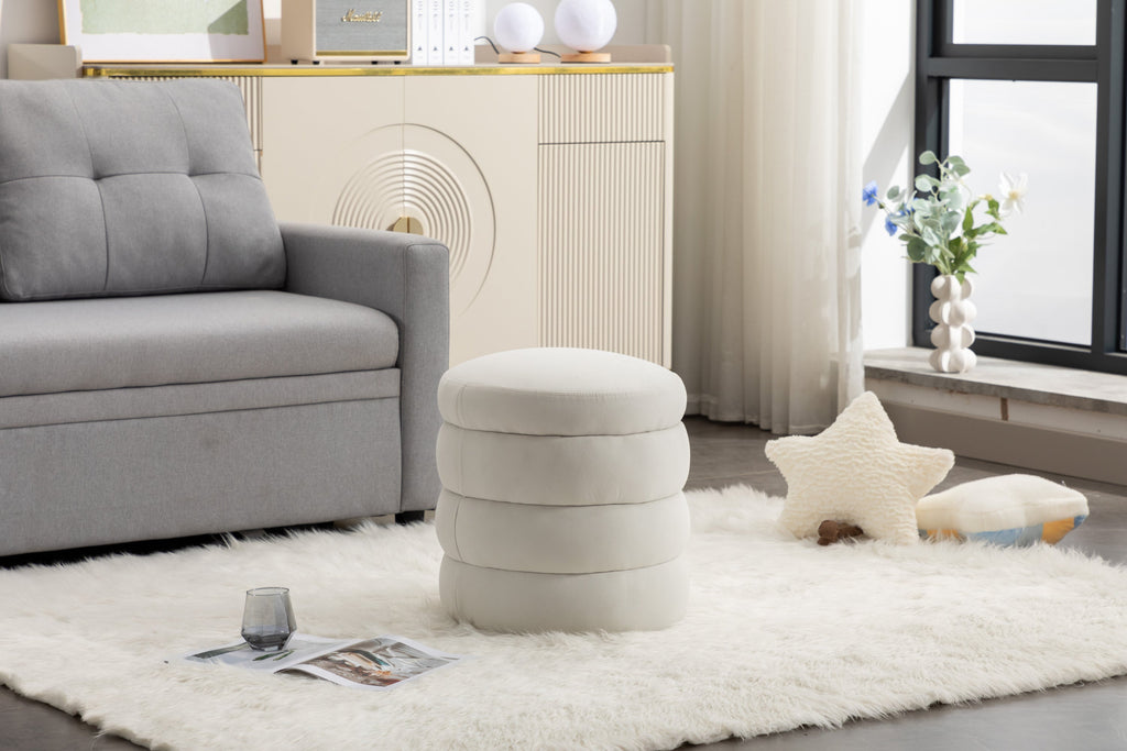 Boucle/Velvet Round Ottoman Footrest Stool