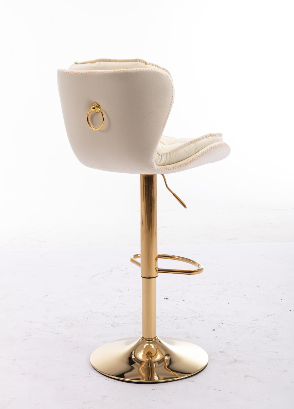 Velvet Bar Stools Set of 2 - Gold Base Adjustable Swivel Counter