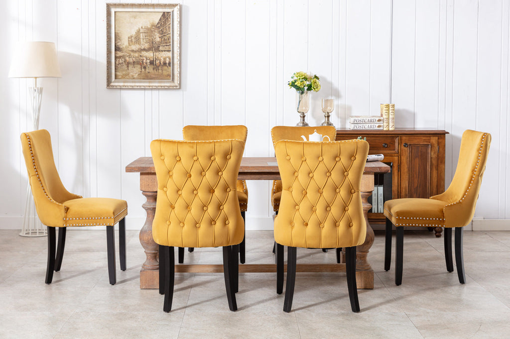 Modern Velvet Upholstered Wing-Back Dining Chairs (Set of 2)