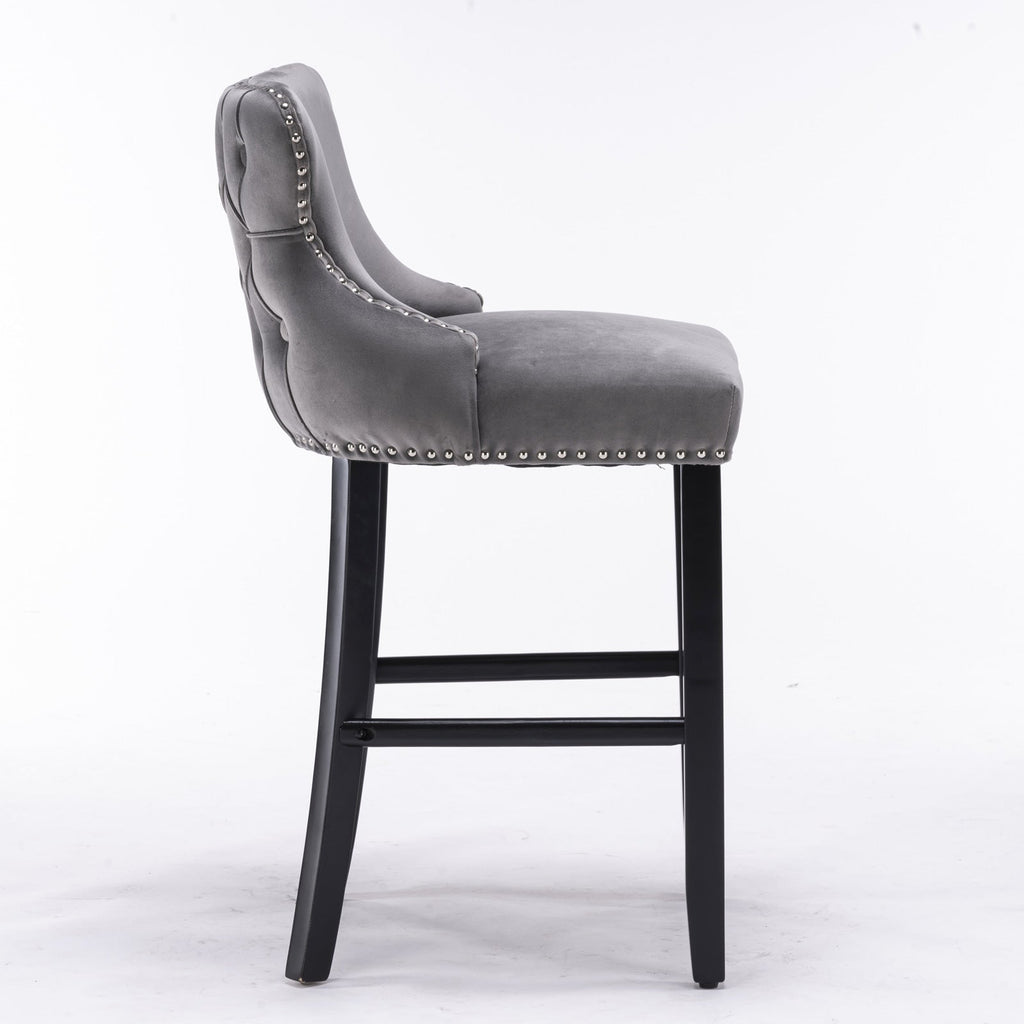 Leisure Style Velvet Upholstered Wing-Back Barstools (Set of 2)