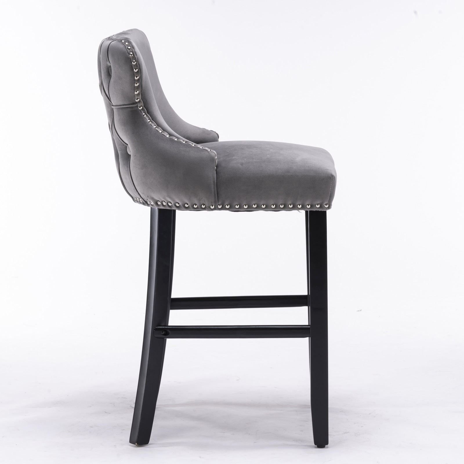 Leisure Style Velvet Upholstered Wing-Back Barstools (Set of 2)
