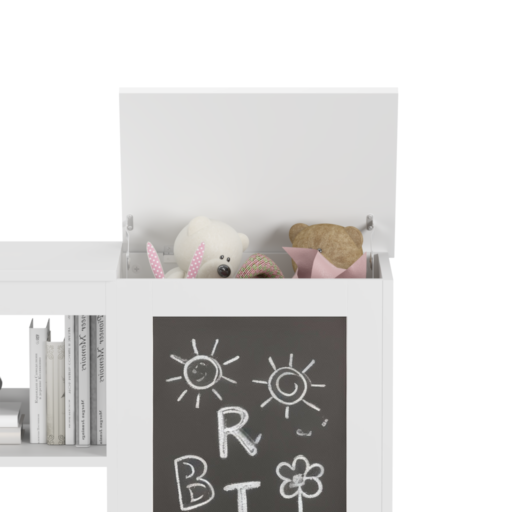 Modern White 3-in-1 Kids Bookshelf and Toy Storage Cabinet