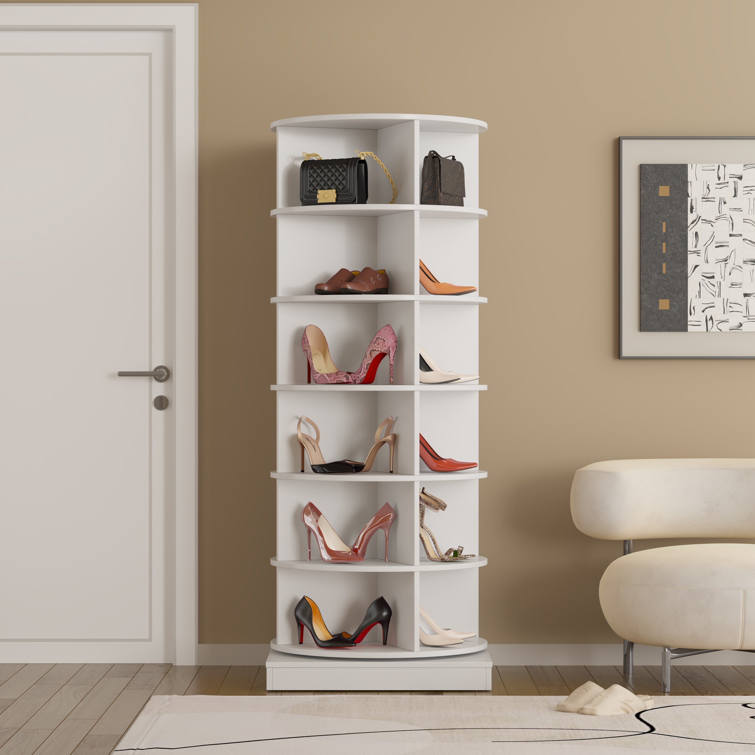 Modern 360° Rotating Shoe Cabinet 6/7 Layers Space Saver