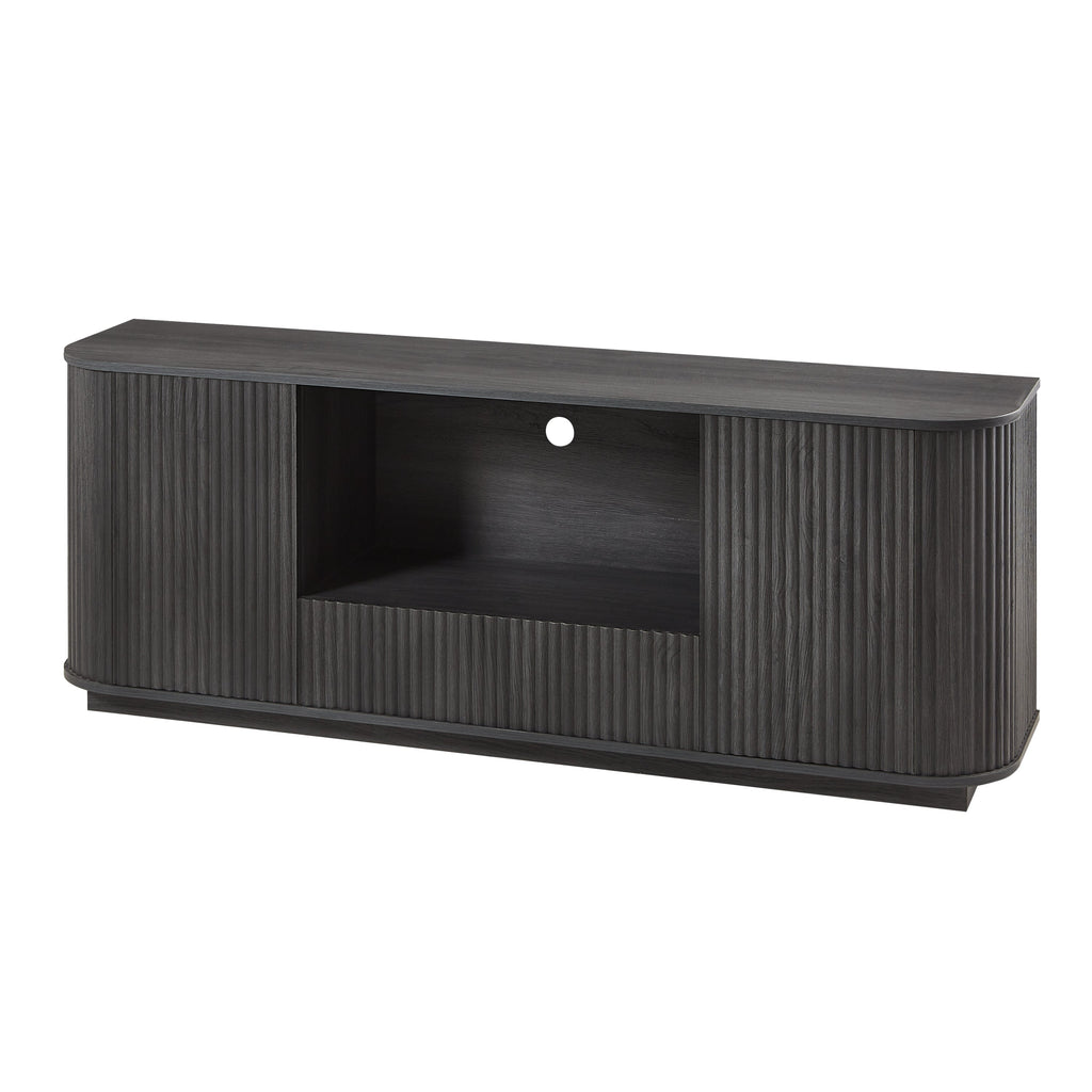 64-Inch Wavy Wooden Vertical Stripe TV Stand Cabinet