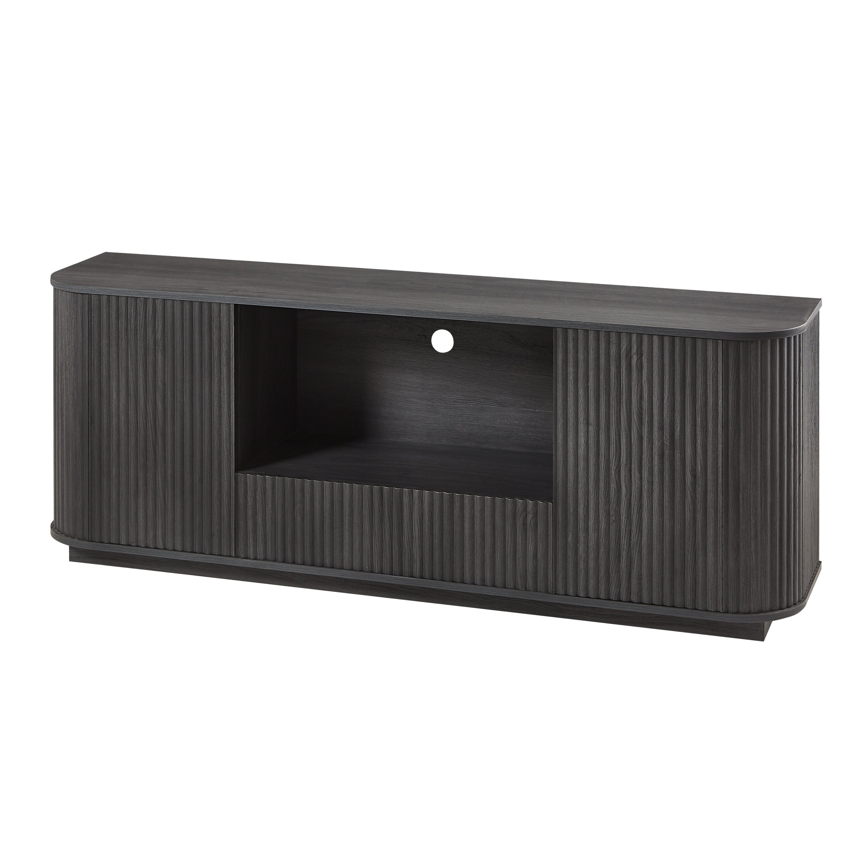 64-Inch Wavy Wooden Vertical Stripe TV Stand Cabinet