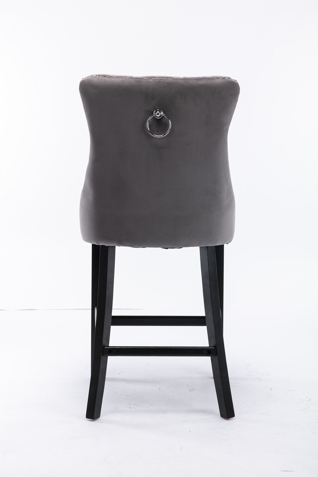 Contemporary Velvet Upholstered Barstools with Button Tufted Decoration (Set of 2)