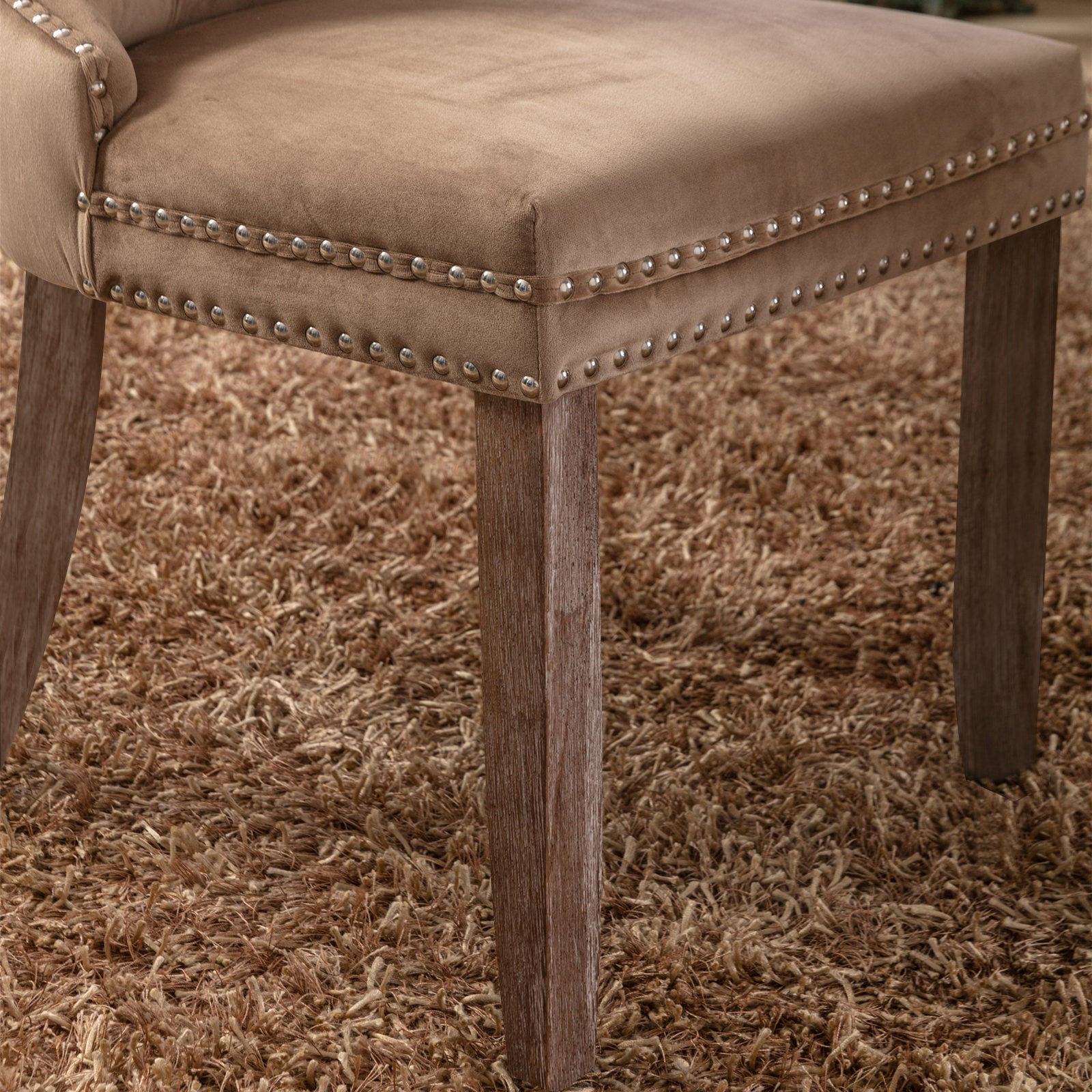 Modern High-end Tufted Solid Wood Velvet Dining Chair(Set of 2)