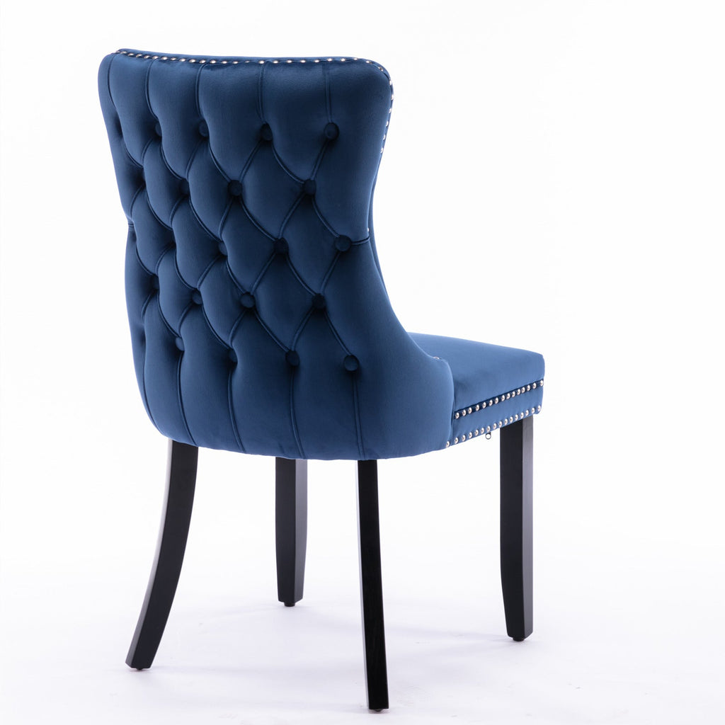 Modern Velvet Upholstered Wing-Back Dining Chairs (Set of 2)