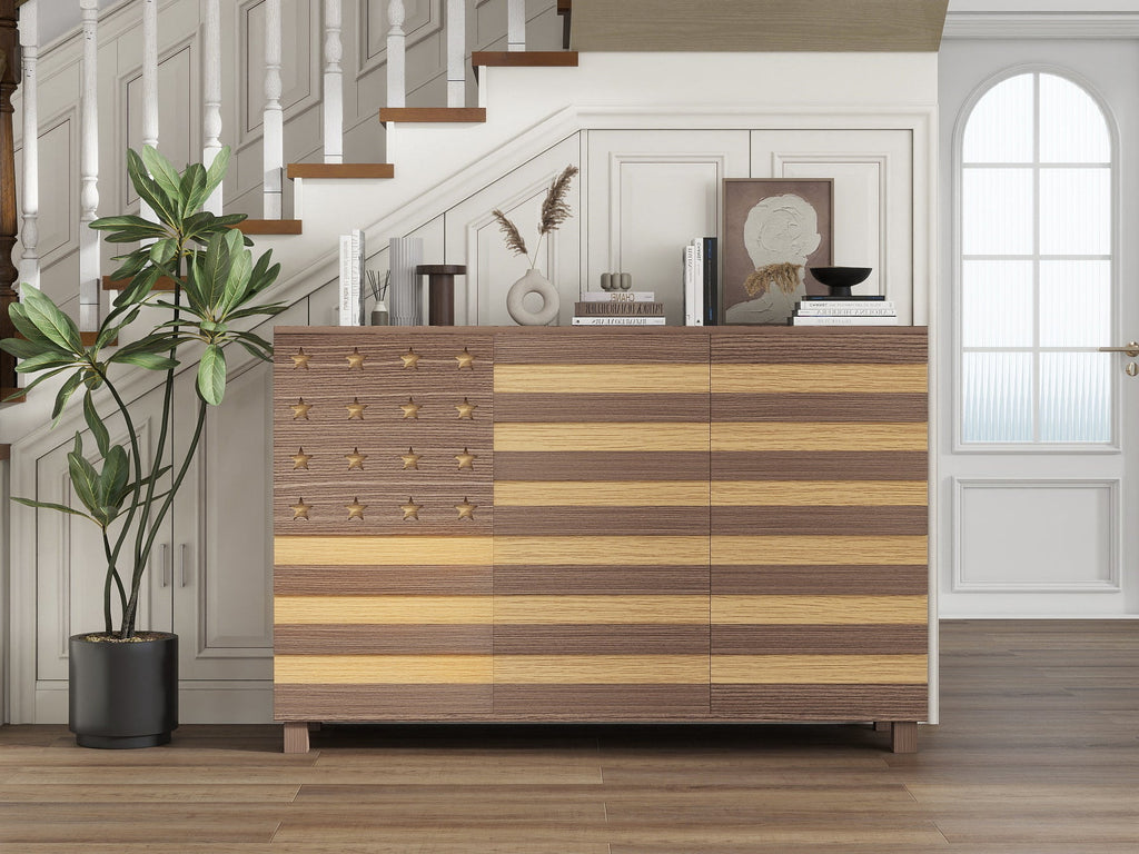55' Buffet Sideboard Cabinet with Hand Carved Craftsmanship