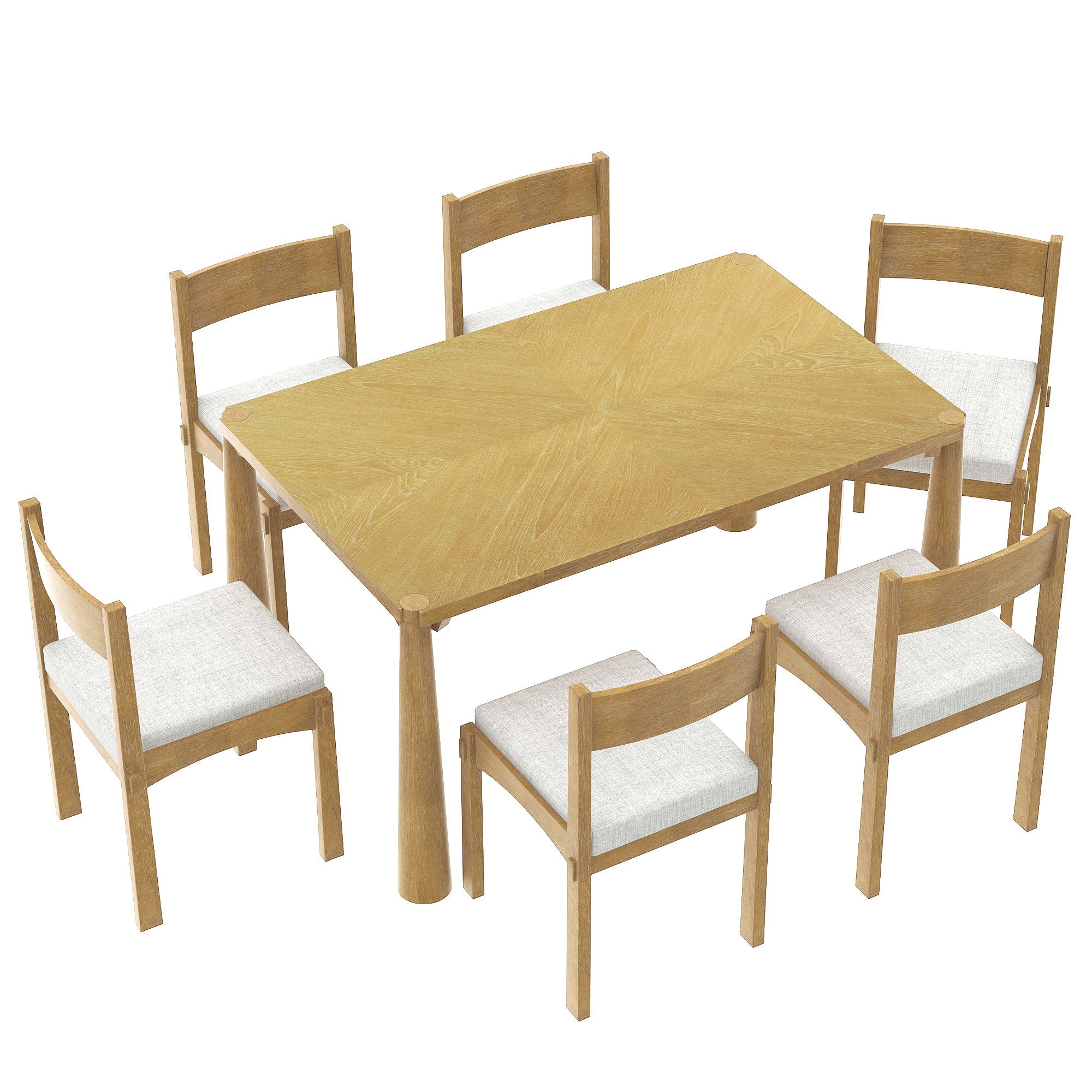 7-Piece Retro Wood Dining Table Set
