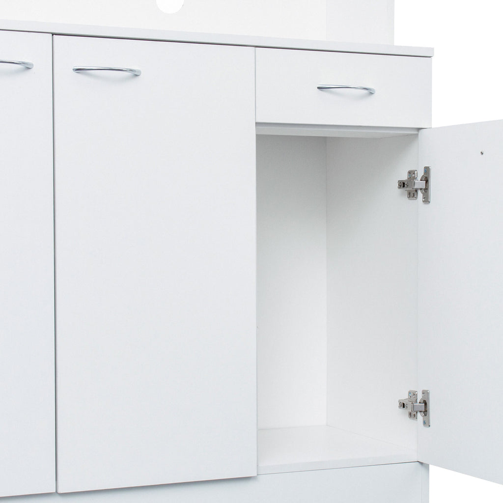 70.87' Tall White Kitchen Cabinet with 6-Doors