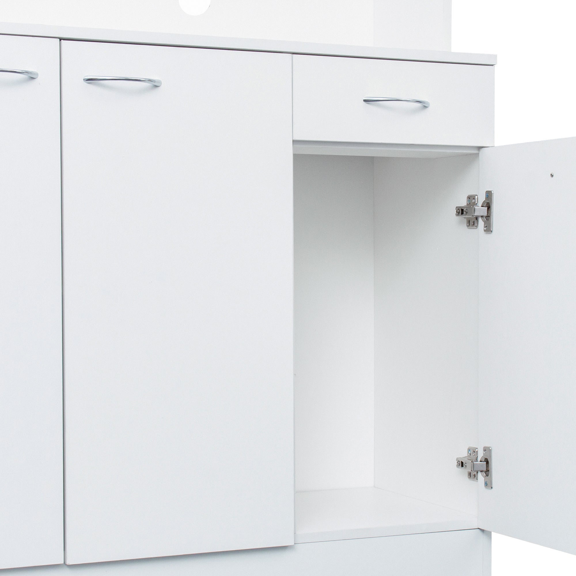 70.87' Tall White Kitchen Cabinet with 6-Doors