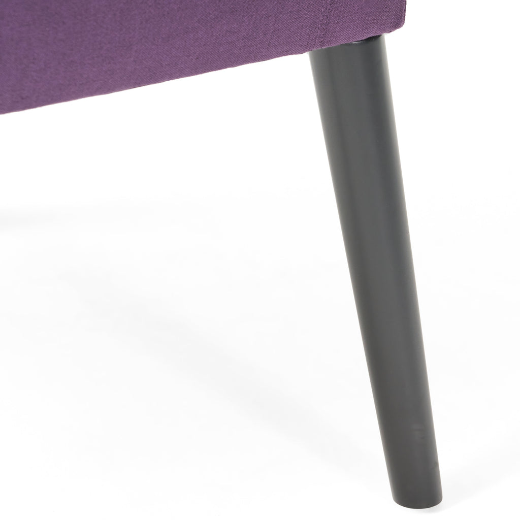 Plum Fabric Arm Chair with Wooden Legs and Cushioned Seat