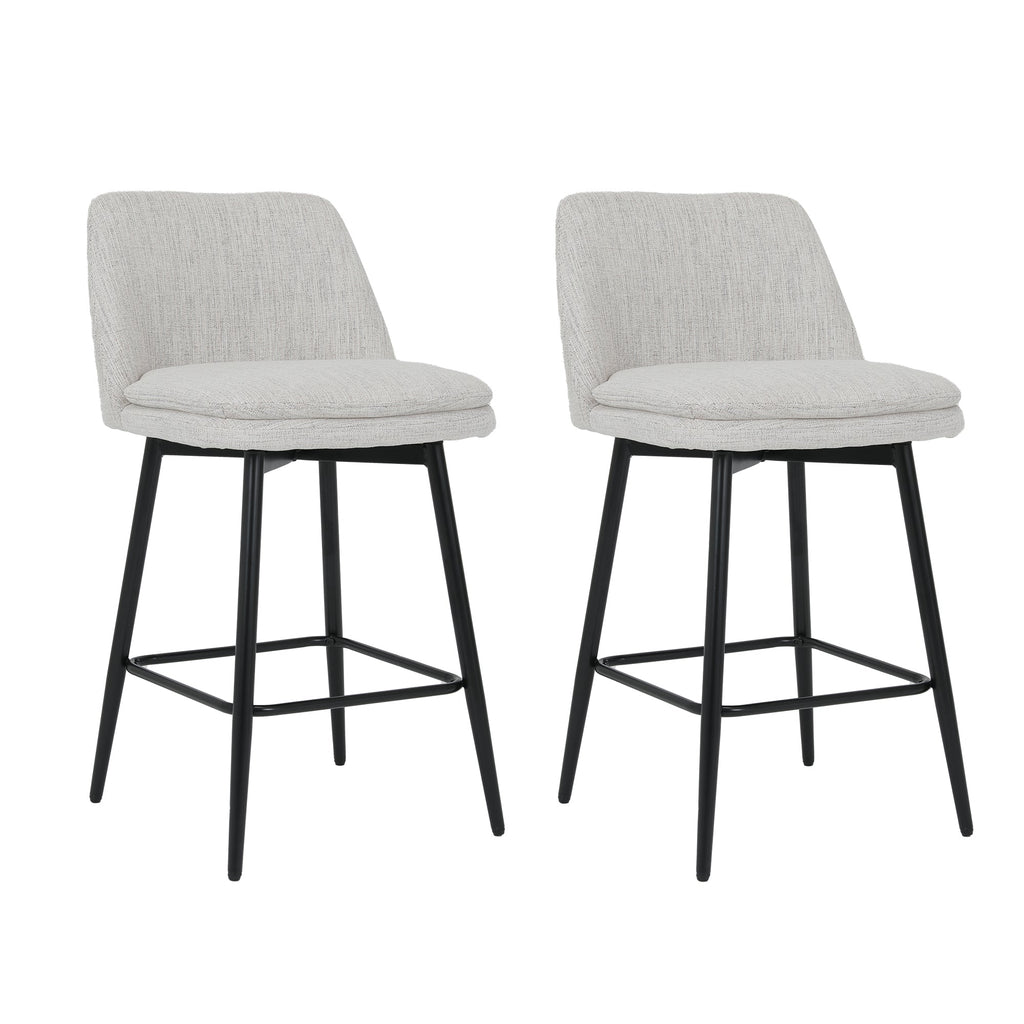 Linen/PU 360° Swivel Barstools (Set of 2)
