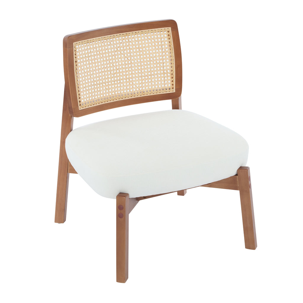 Modern Beige Lounge Chair with Woven Backrest (Set of 2)