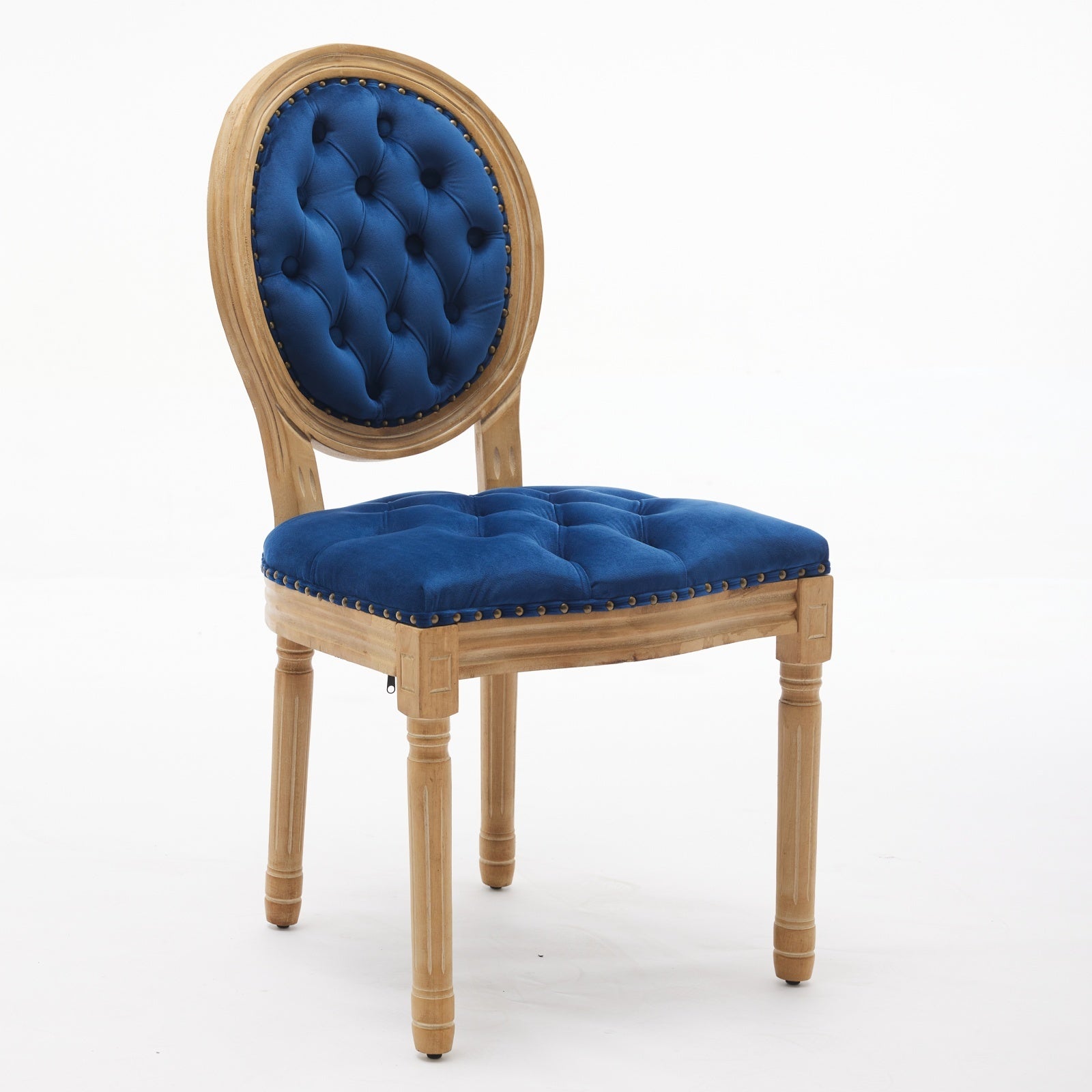 French Style Solid Wood Frame Velvet Dining Chairs (Set of 2)