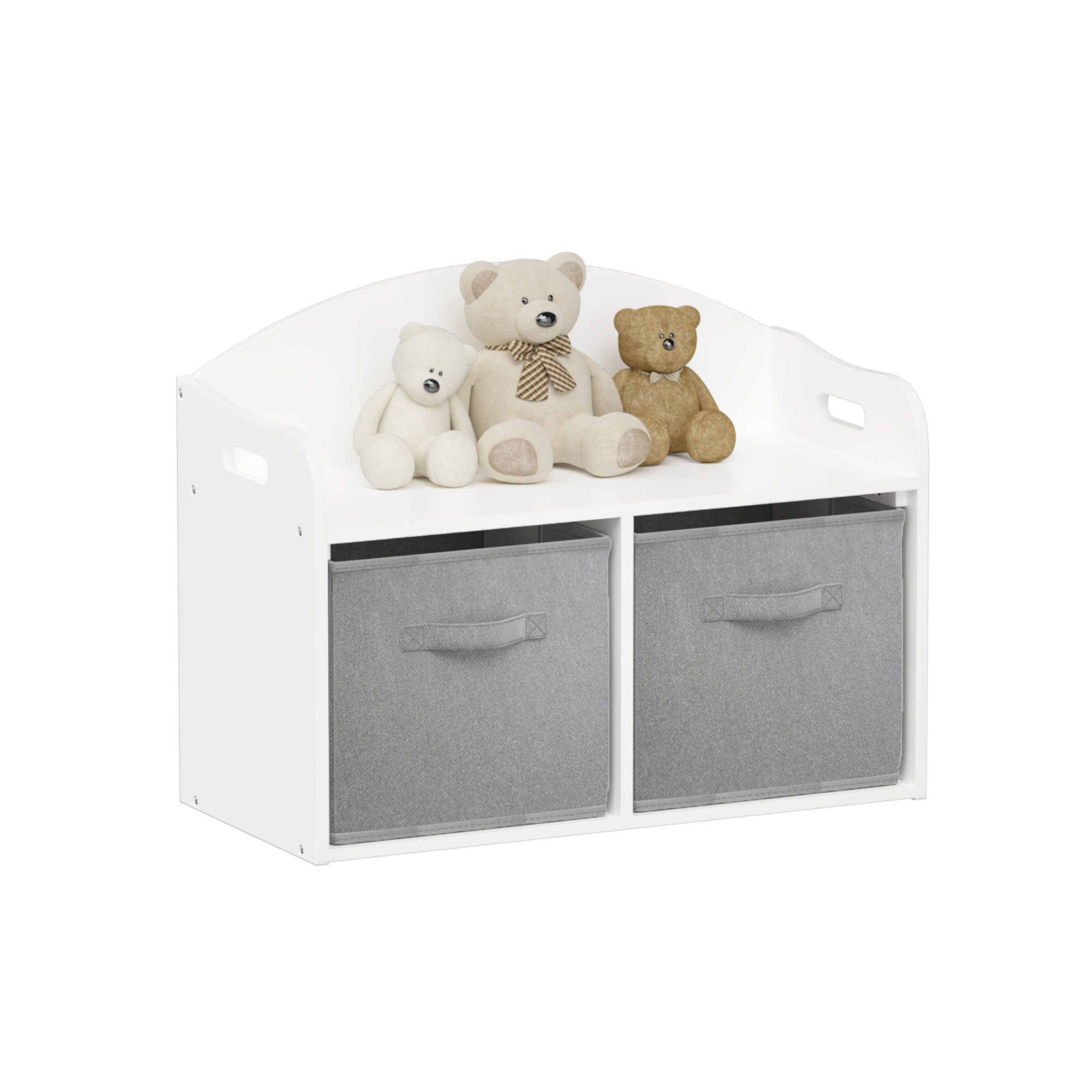 Kids Wooden Toy Box with Collapsible Fabric Drawers