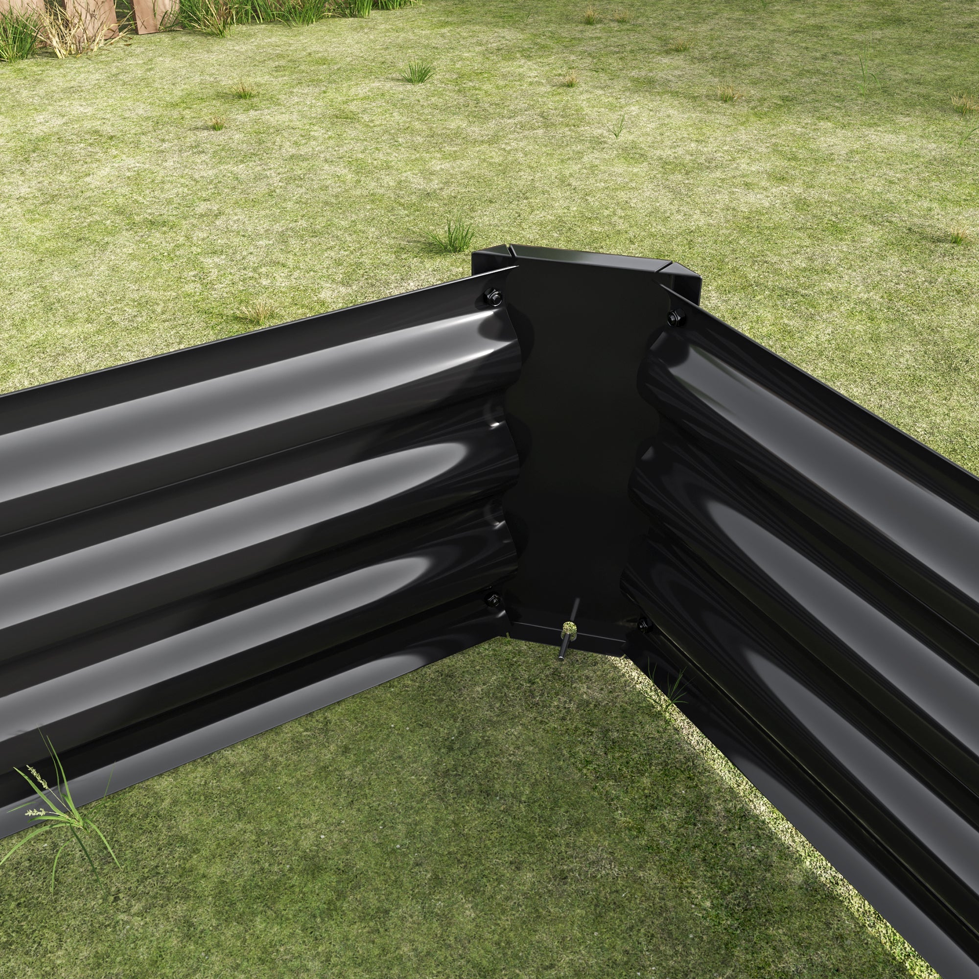 4x2x1ft Metal Raised Garden Bed Black Rectangle Planter Box Vegetables Herbs