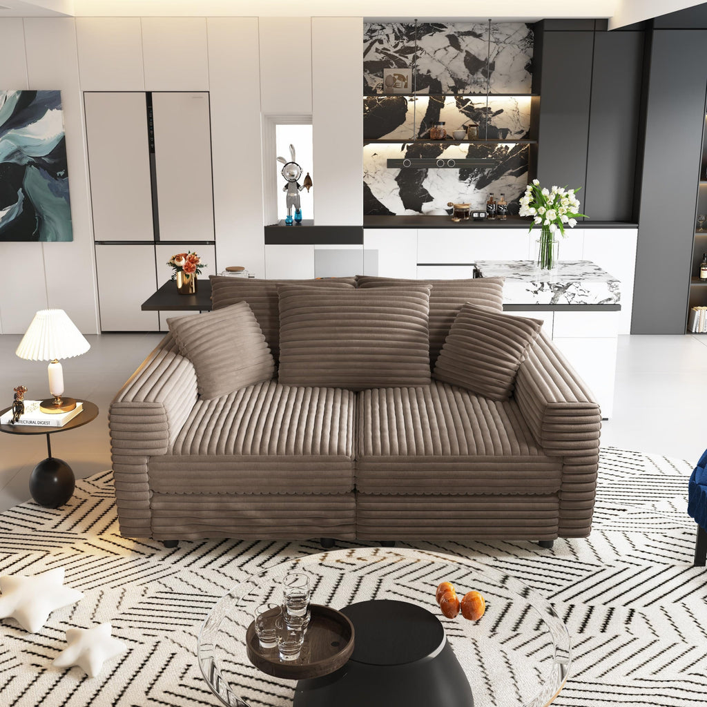 82.7' Modern Comfy Cloud Couch Sofa with Soft Pillows + Ottomans Option