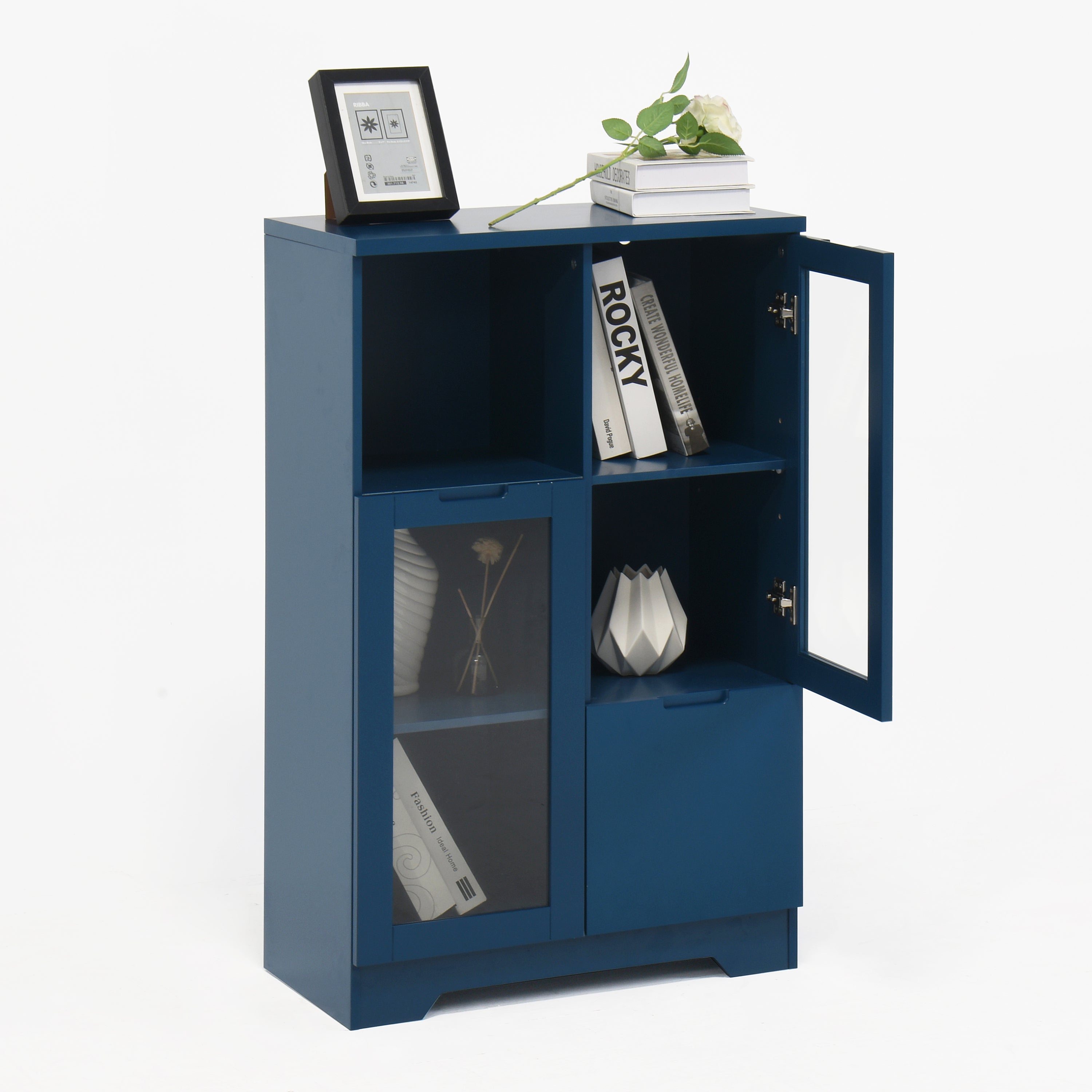 MDF Painted Cabinet with Glass Doors