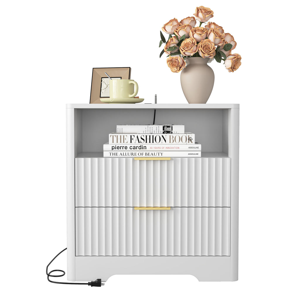 Smart Nightstand with Charging Station for Bedroom