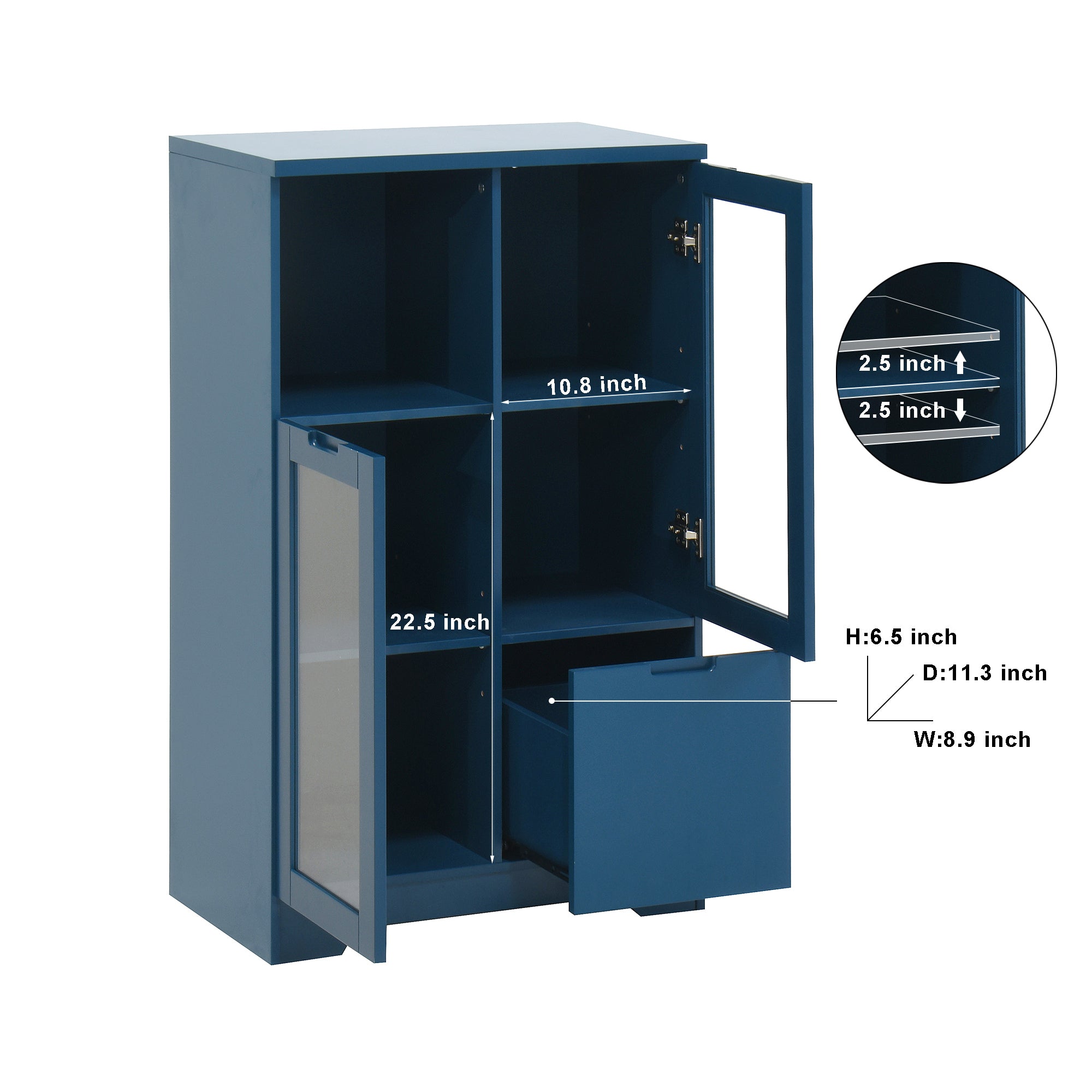 MDF Painted Cabinet with Glass Doors