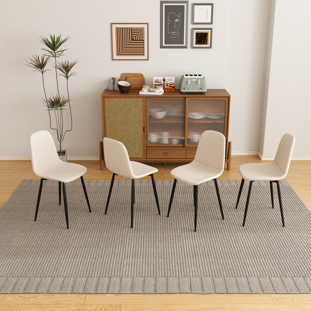 Modern Knit Fabric Dining Chairs with Iron Legs (Set of 4)