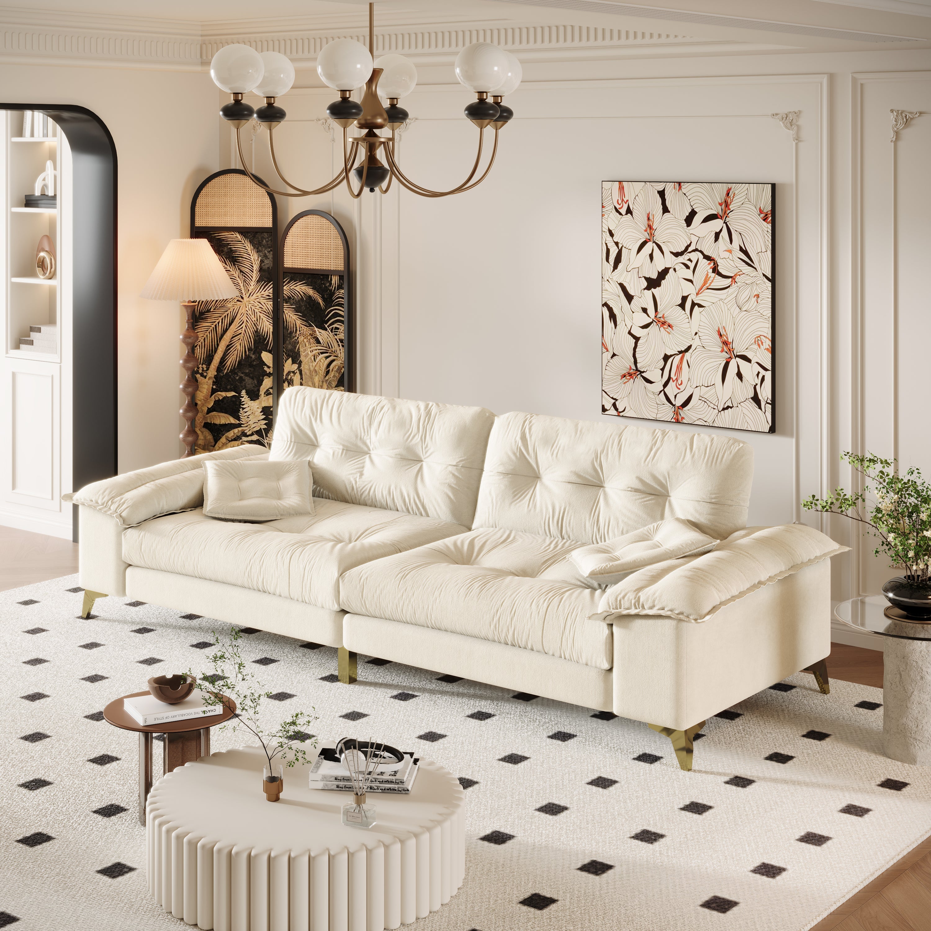104.7 ' Modern 4-Seat Cloud Sofa with Wide Removable Armrests
