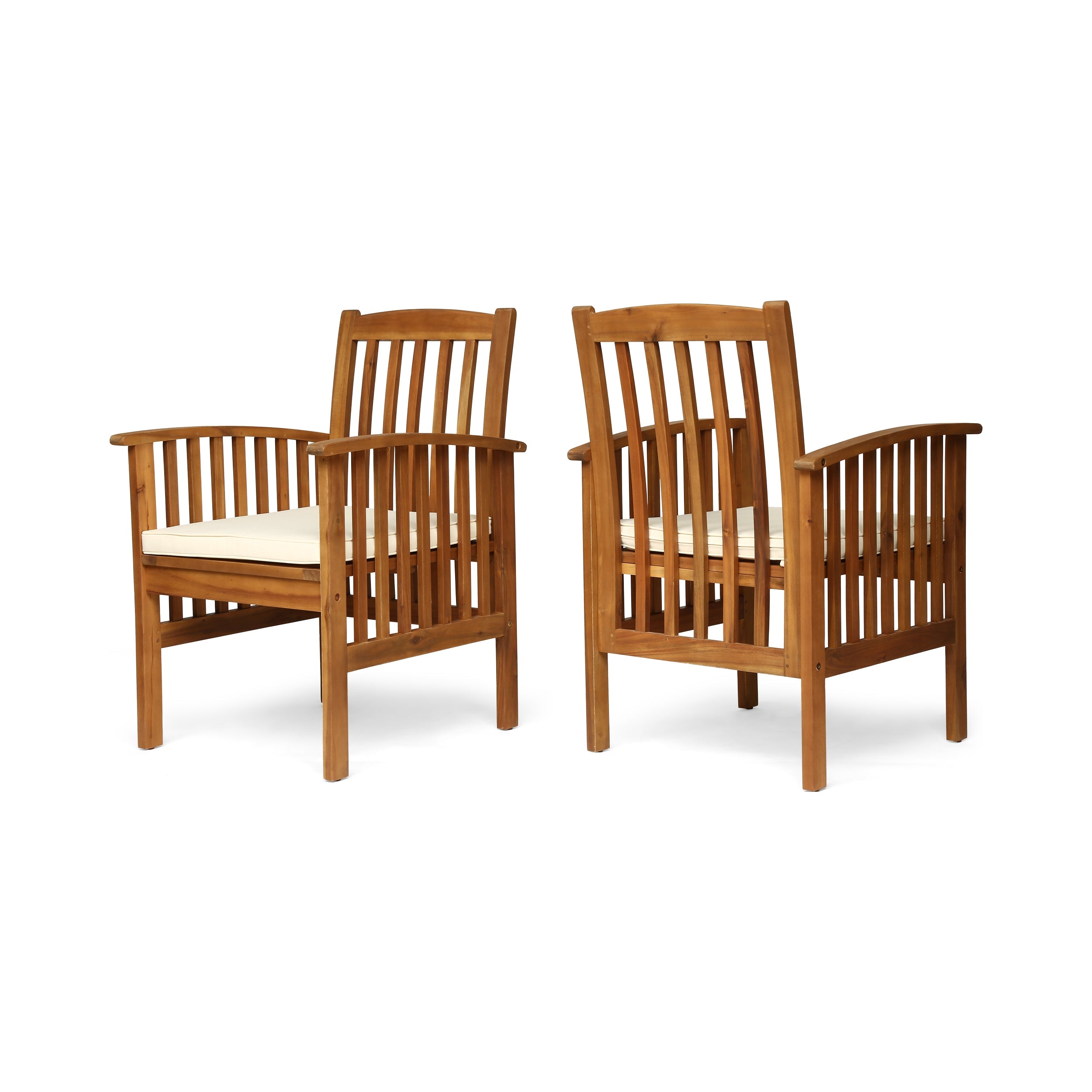 Outdoor 2PCS Acacia Wood Dining Chair Set with Cushions