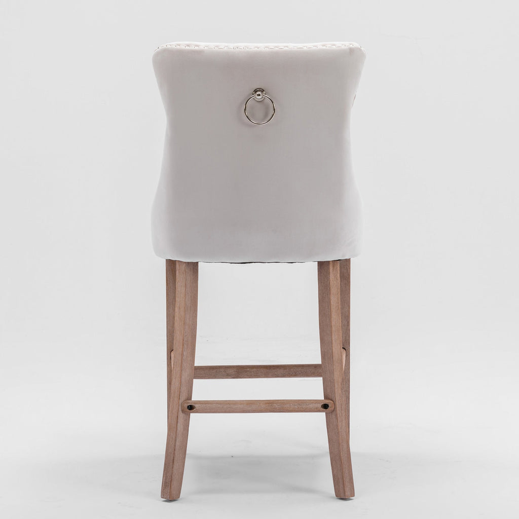 Contemporary Velvet Upholstered Barstools with Button Tufted Decoration (Set of 2)