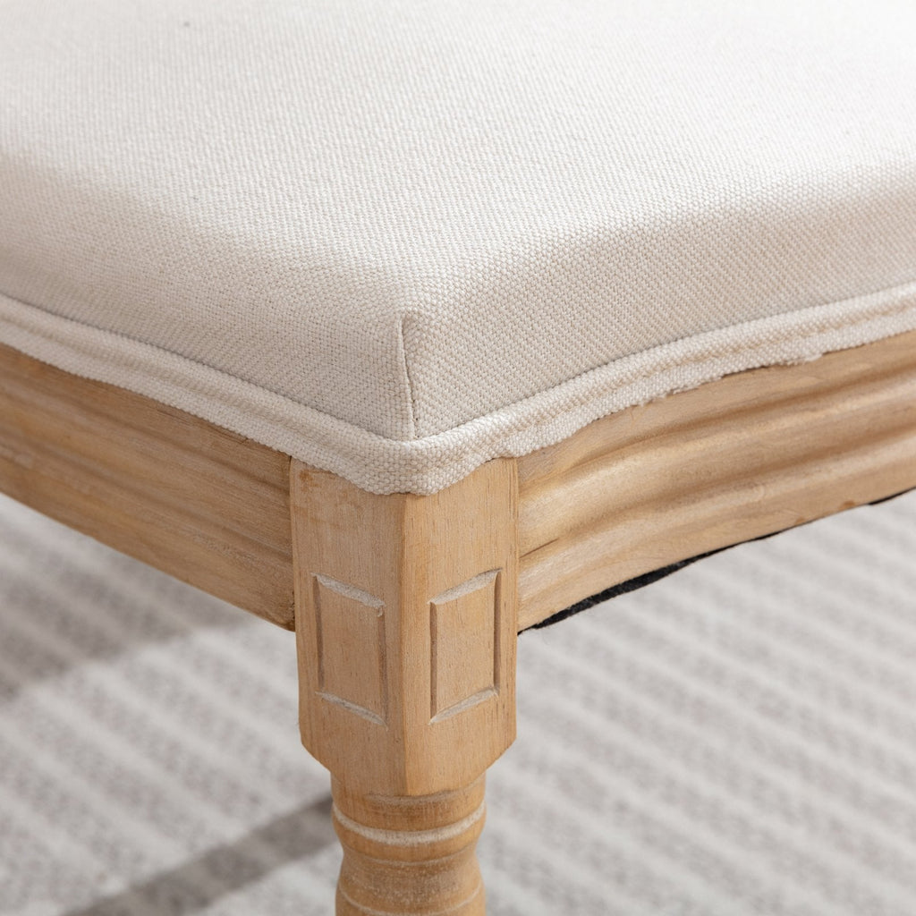 French Style Solid Wood Frame Linen Fabric Back Dining Chair (Set of 2)