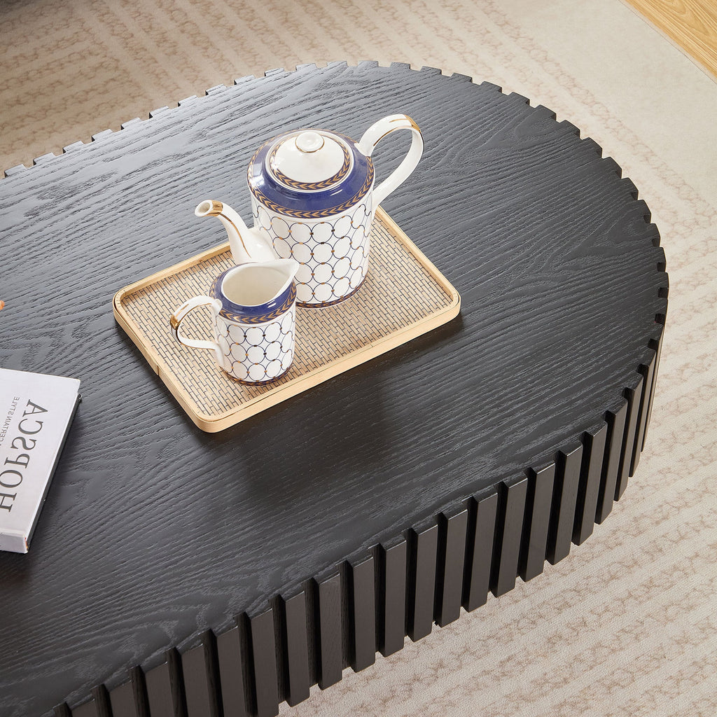 43.70 Inch Modern Handcraft Drum and Oval Coffee Table