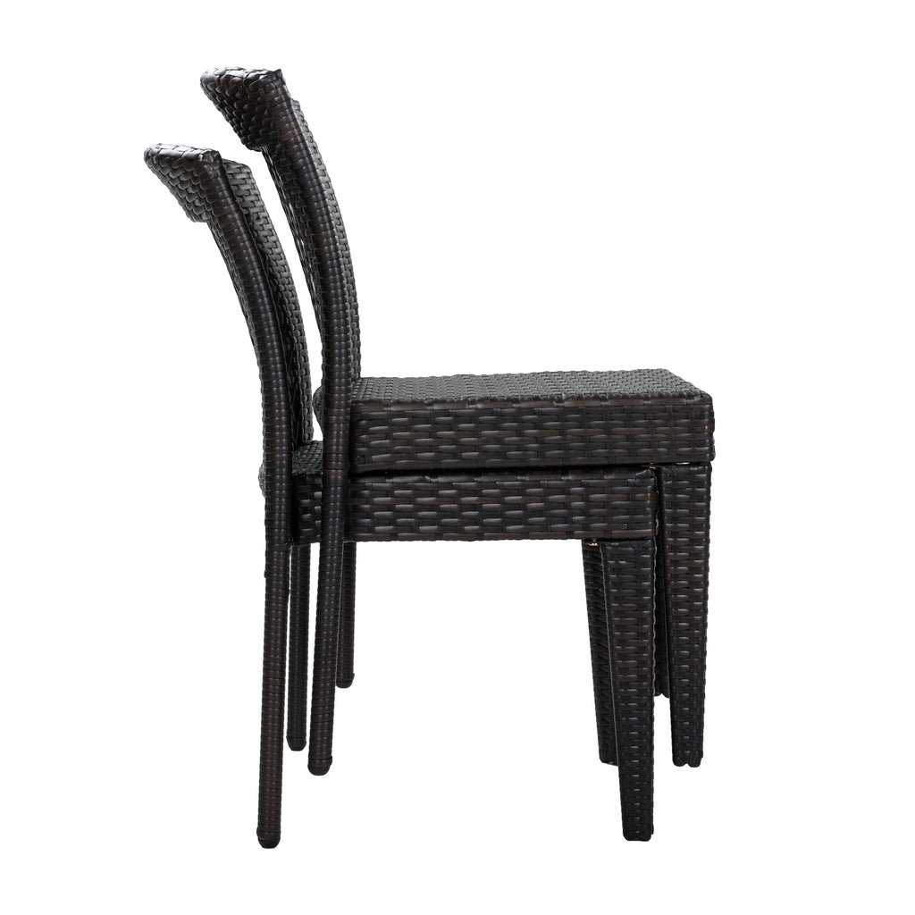 Outdoor Dining Chairs Set of Stackable UV Resistant Rattan Steel Frame Patio Garden