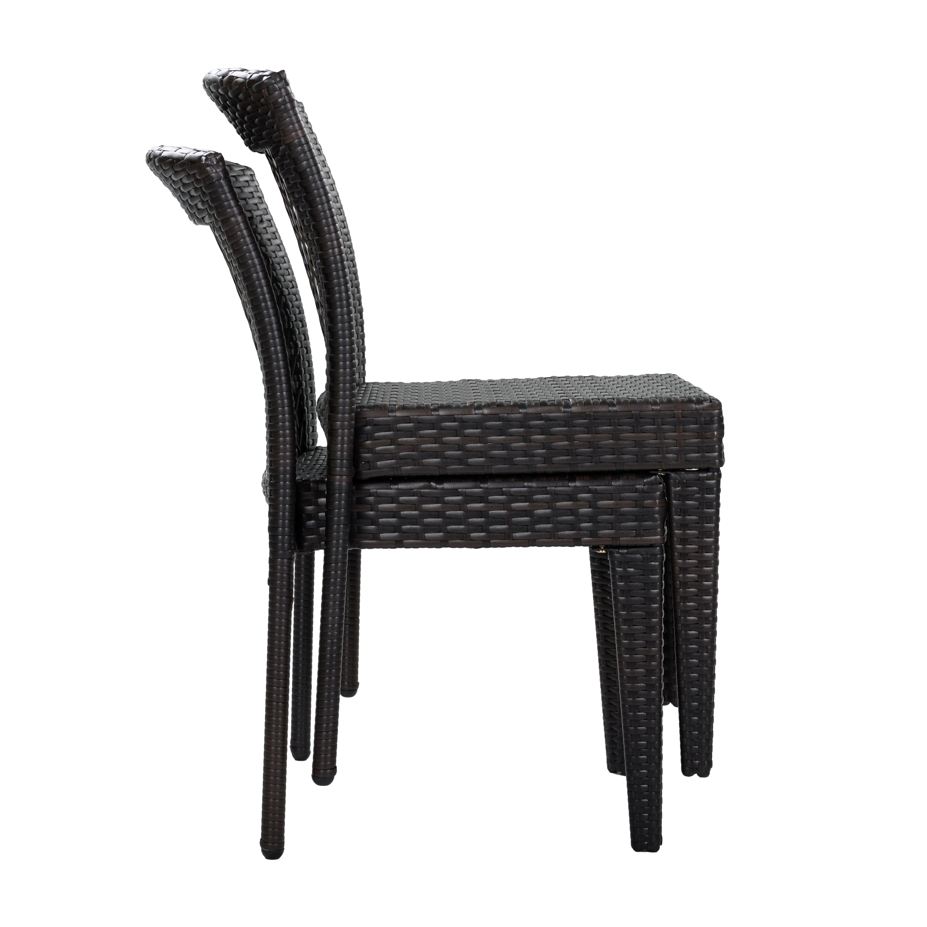 Outdoor Dining Chairs Set of Stackable UV Resistant Rattan Steel Frame Patio Garden