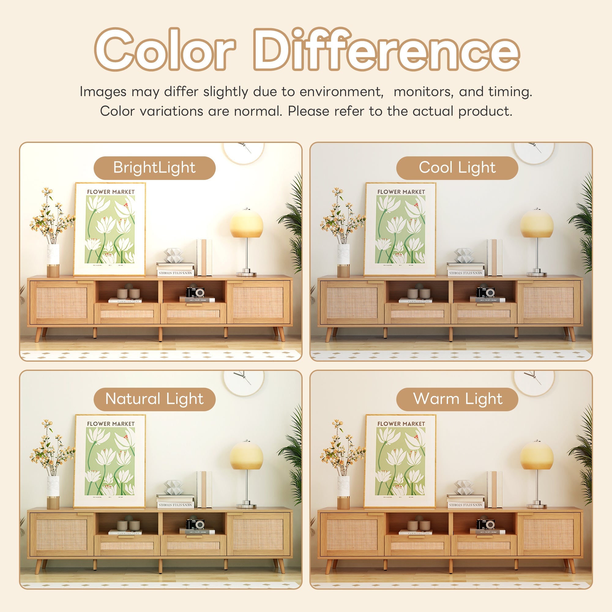Modern Rattan TV Stand for TVs
