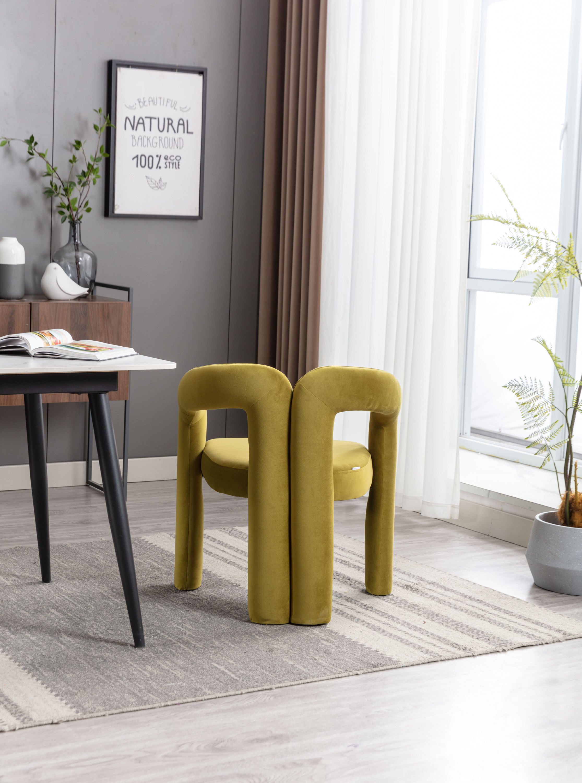 Contemporary Velvet Fabric Upholstered Accent Side Chairs (Set of 2)