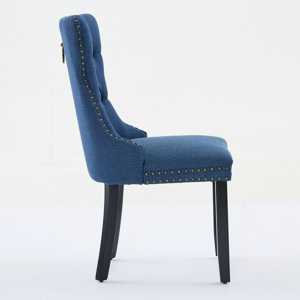 Linen Contemporary Tufted Flax Upholstered Dining Chairs (Set of 2)