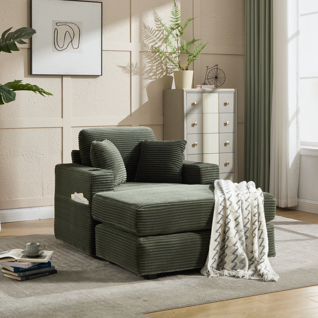 Corduroy Upholstered Chaise Lounge Sofa