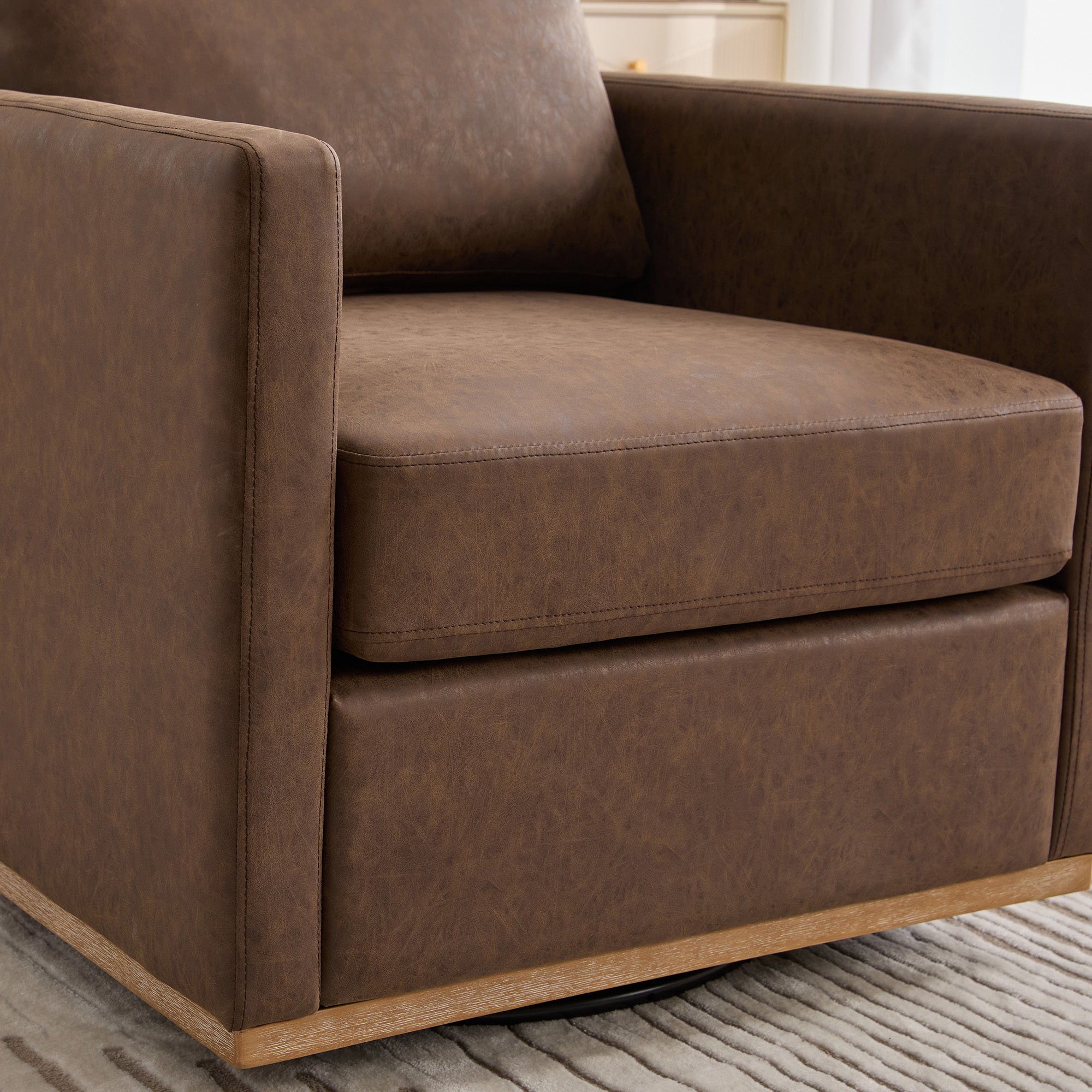 Modern Square Chenille Upholstered Swivel Accent Chair