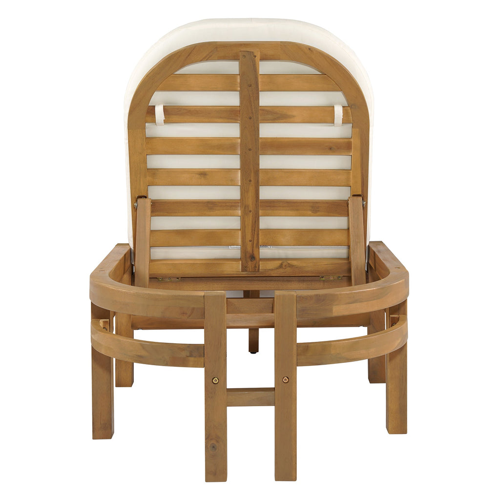 Acacia Wood Chaise Lounge Chairs 5-Position Adjustable Backrest for Patio Poolside