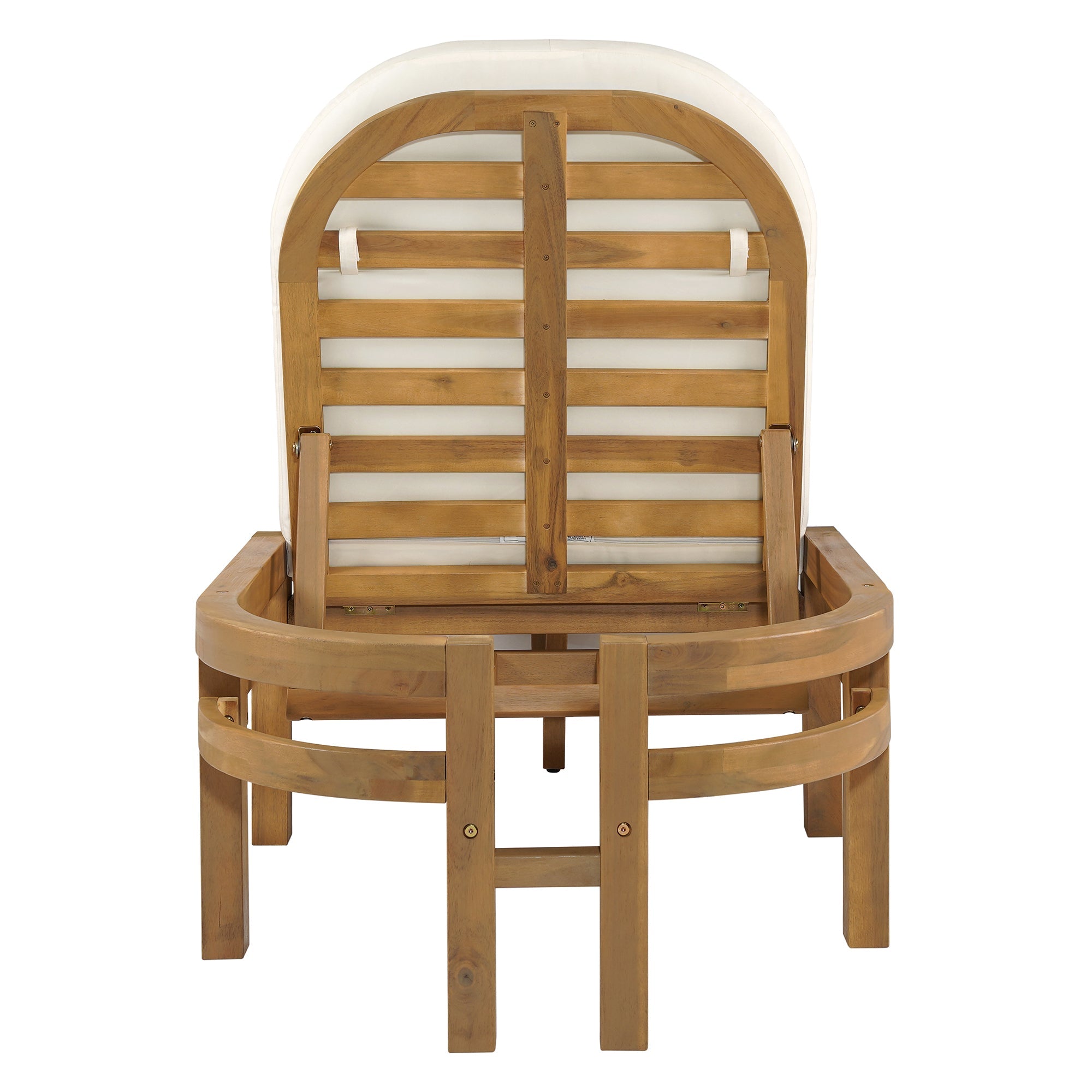 Acacia Wood Chaise Lounge Chairs 5-Position Adjustable Backrest for Patio Poolside