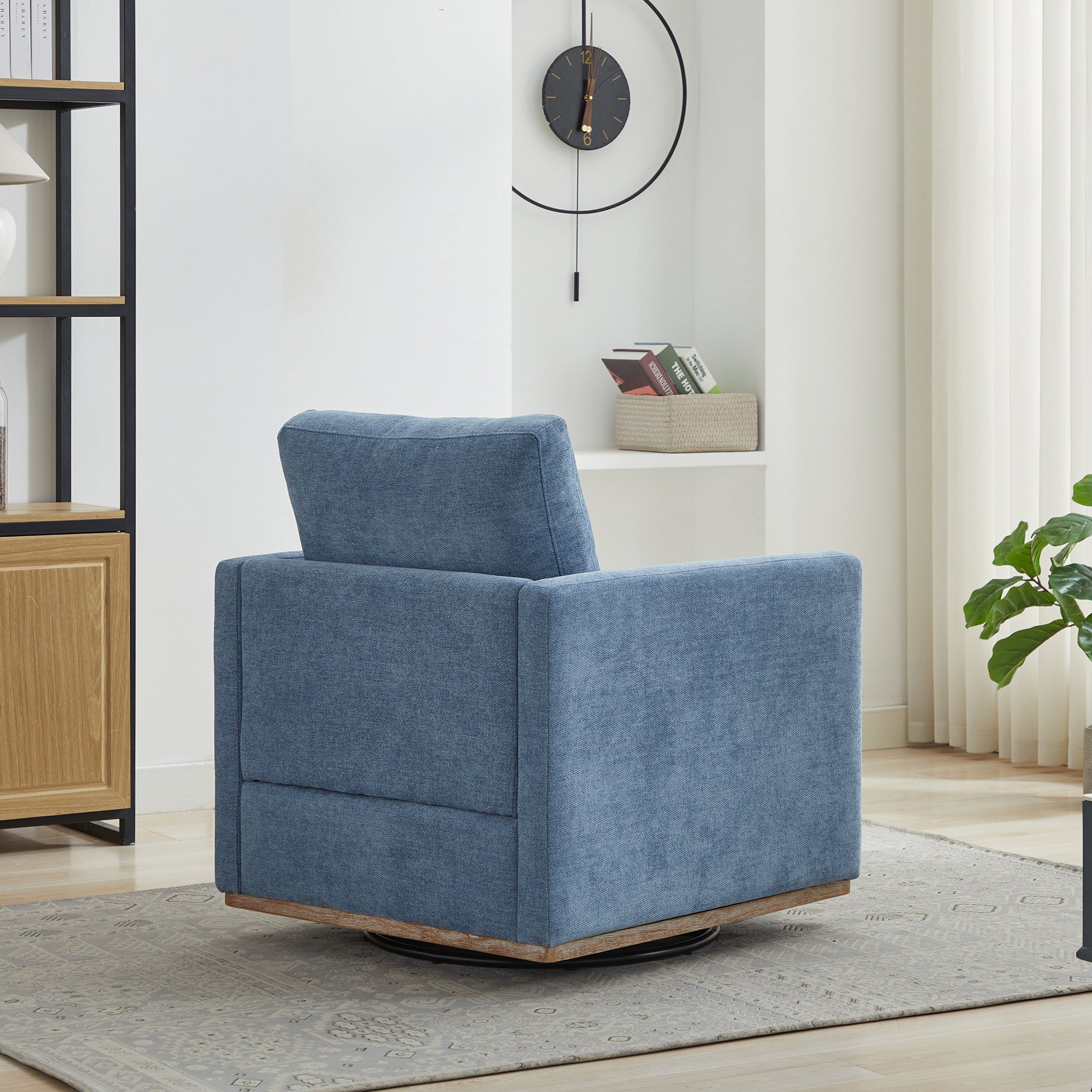 Modern Square Chenille Upholstered Swivel Accent Chair
