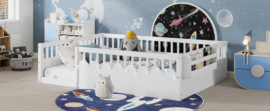 Twin/Full Montessori Floor Kids Bed Frame with High Rails
