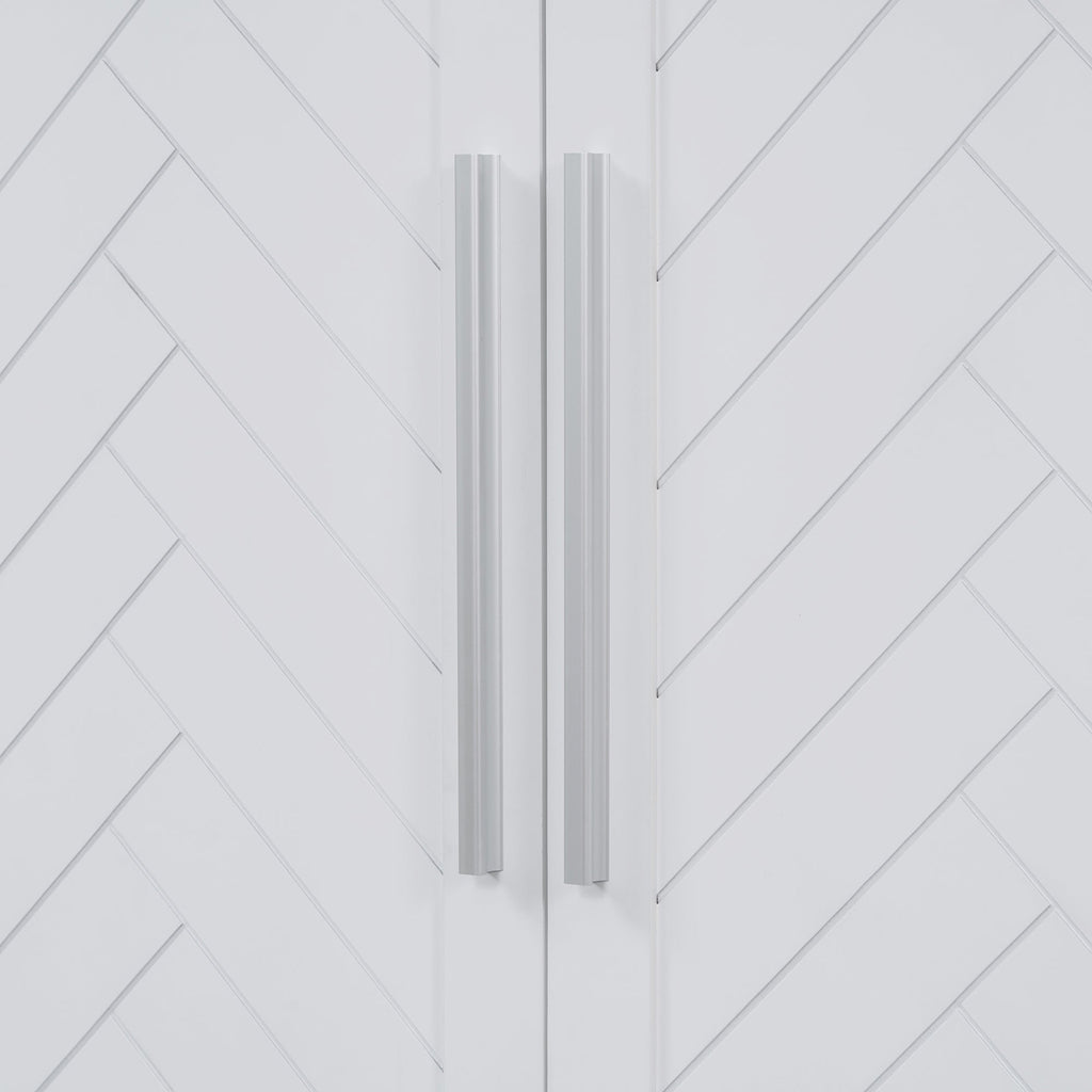 Buffet Cabinet with Adjustable Shelves and Silver Handles