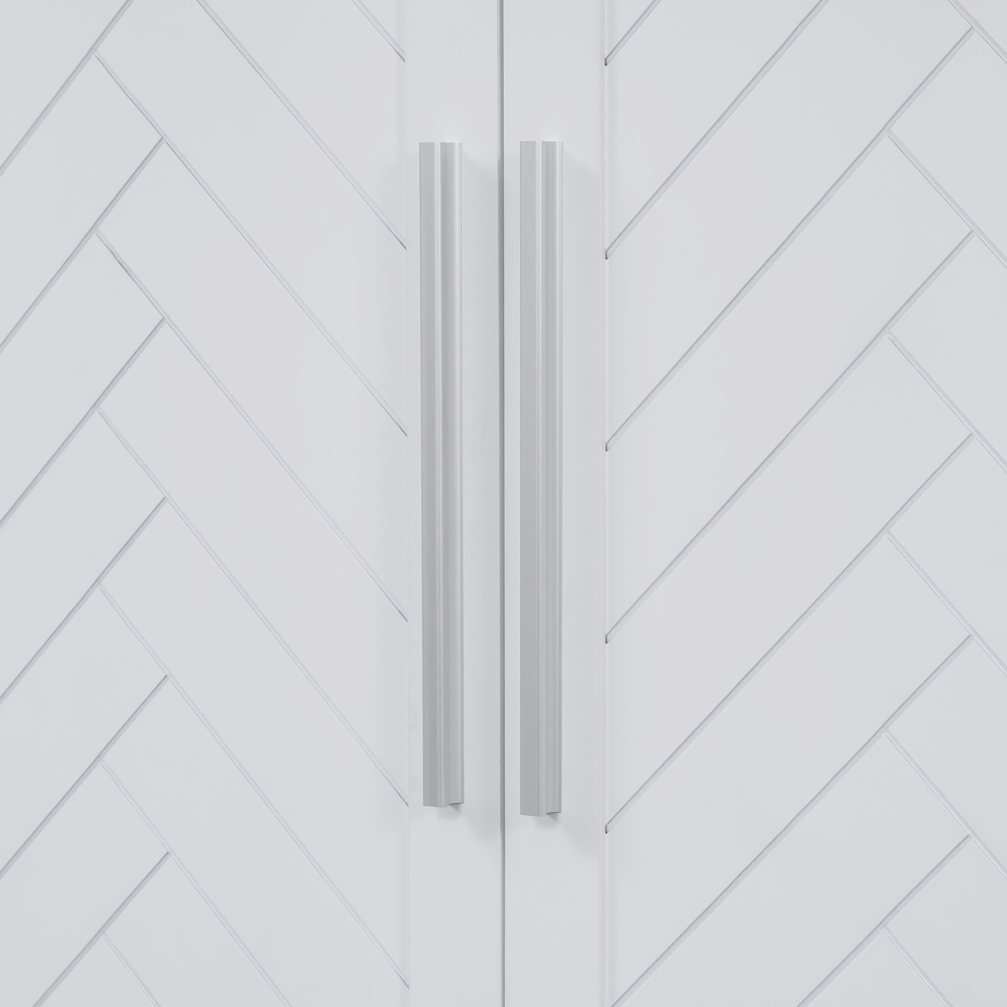 Buffet Cabinet with Adjustable Shelves and Silver Handles