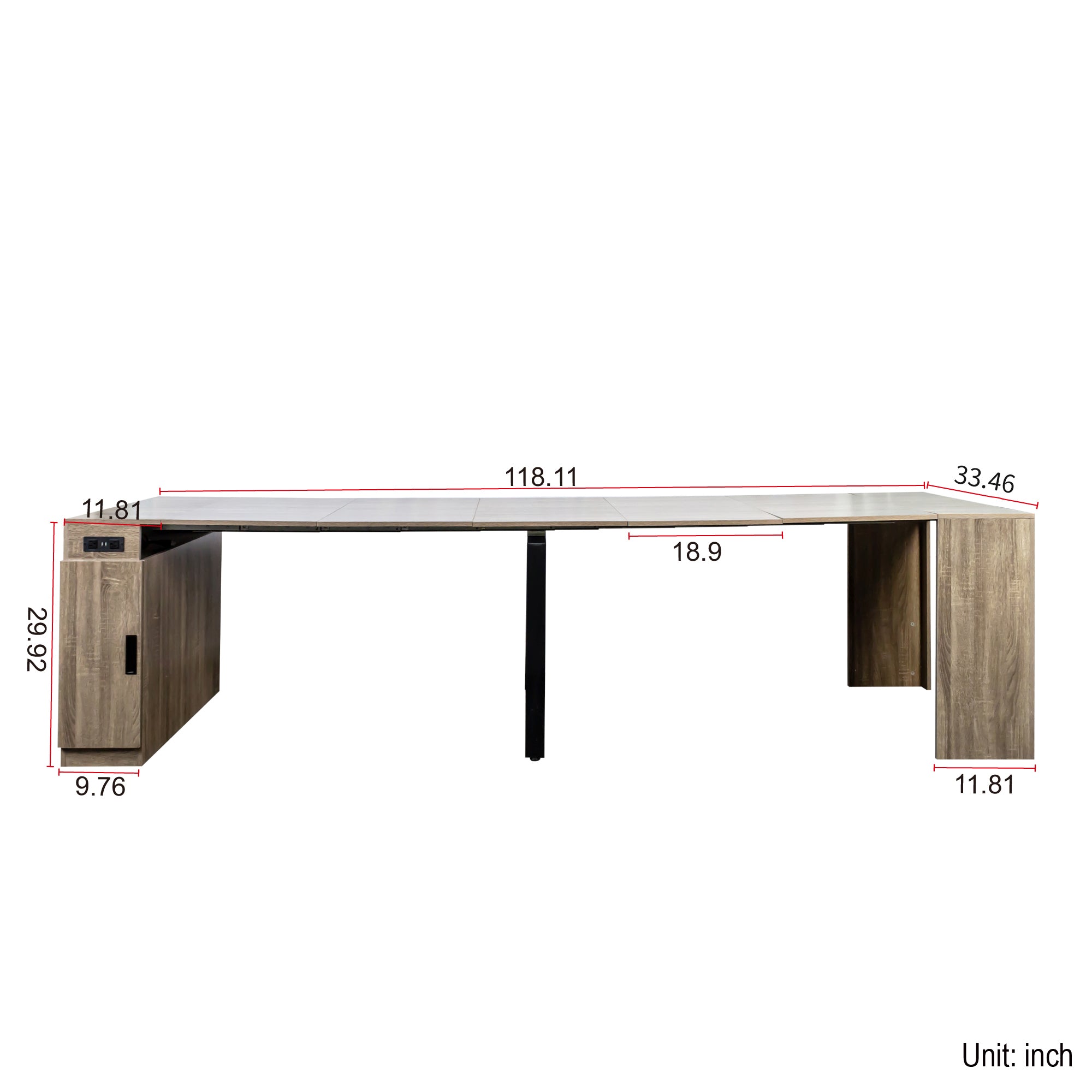 Modern Multifunctional Extendable Dining Table with Outlet