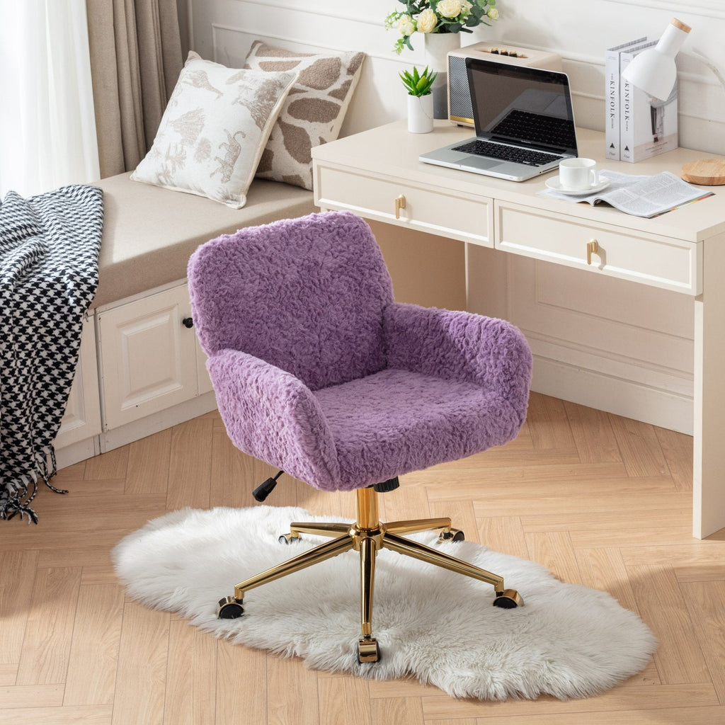 Violet Velve Home Office Chair with Golden Metal Base
