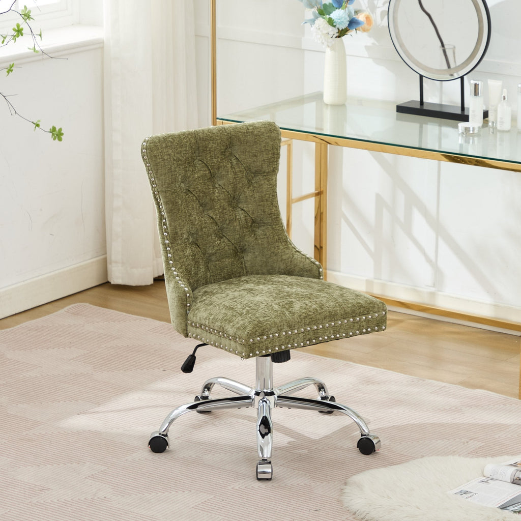 Modern Chenille Upholstered Tufted Button Home Office Chair