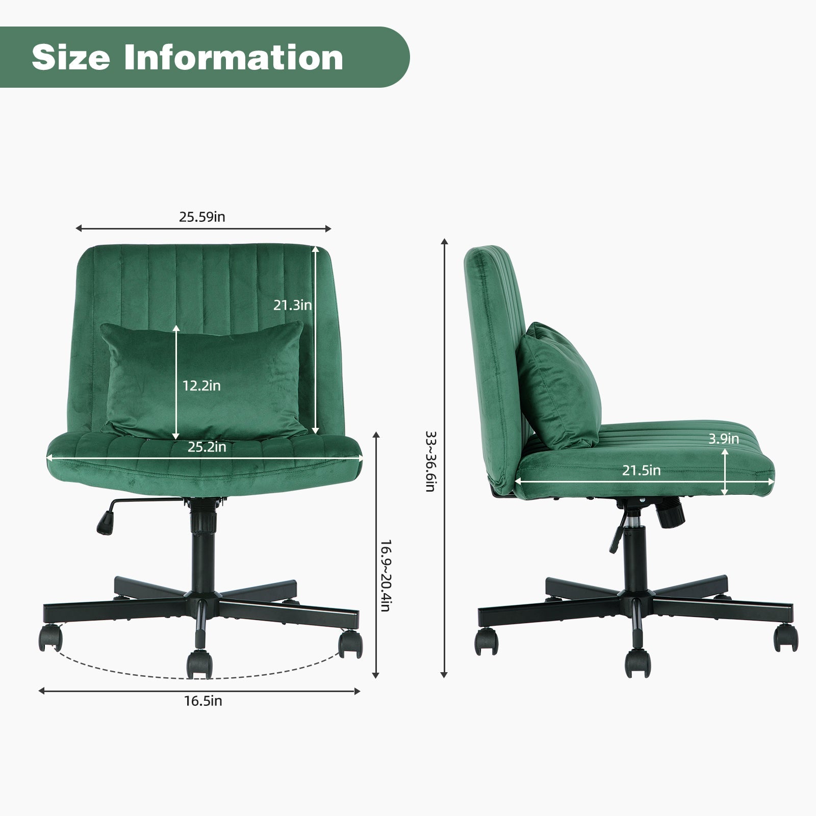 Criss Cross Armless Office Chair with Wheels